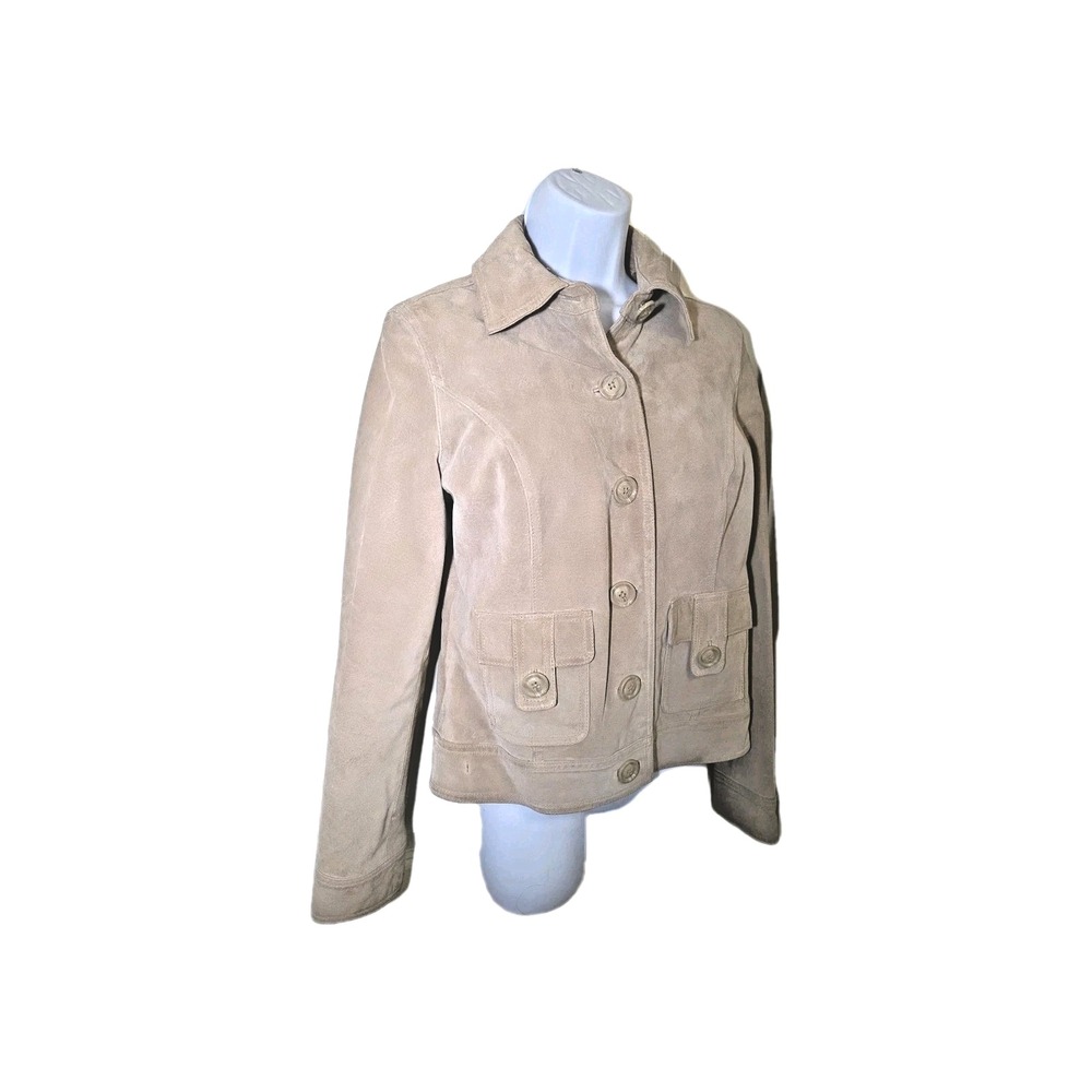 Vtg 90s Y2K Cherokee Jacket Coat Womens Size S  100% Suede Leather Lined‎ Tan